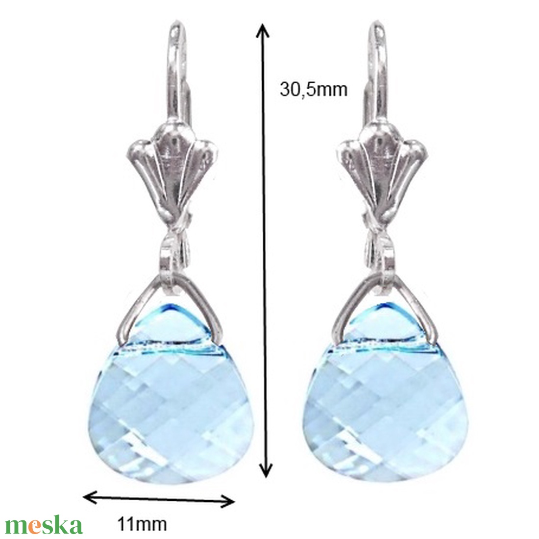 Swarovski kristály fülbevaló -11mm-es briolett szív több színben  - ékszer - fülbevaló - lógó csepp fülbevaló - Meska.hu