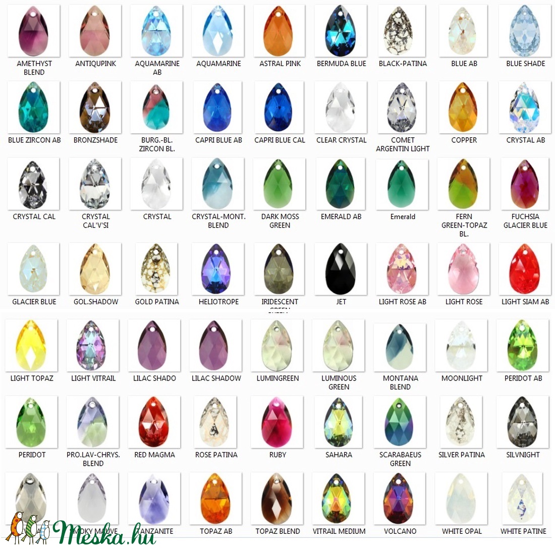 Ékszerkellék: Swarovski csepp 22 mm-es több színben SW6106-22 - gyöngy, ékszerkellék - swarovski kristályok - Meska.hu Ékszerkellék: Swarovski csepp 22 mm-es több színben SW6106-22 - gyöngy, ékszerkellék - swarovski kristályok - Meska.hu
