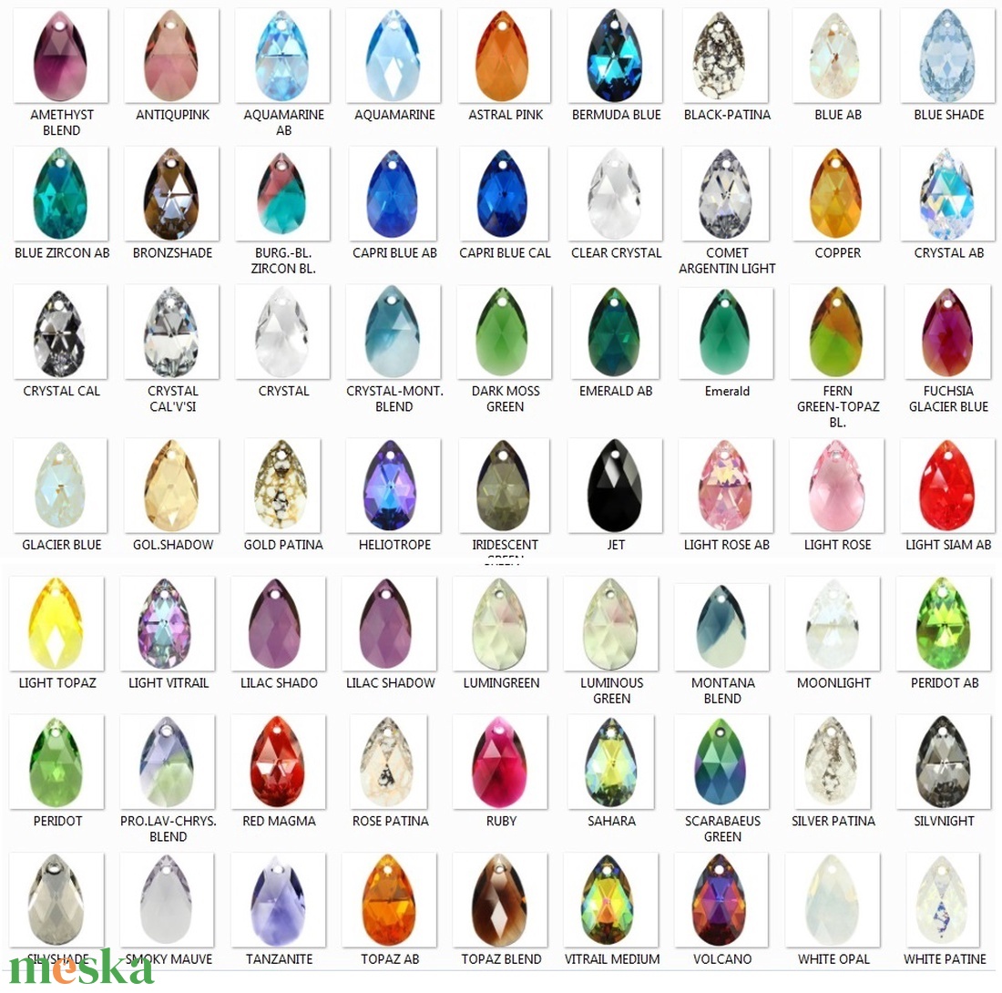 Swarovski kristály fülbevaló -16mm-es csepp több színben - ékszer - fülbevaló - lógó csepp fülbevaló - Meska.hu Swarovski kristály fülbevaló -16mm-es csepp több színben - ékszer - fülbevaló - lógó csepp fülbevaló - Meska.hu
