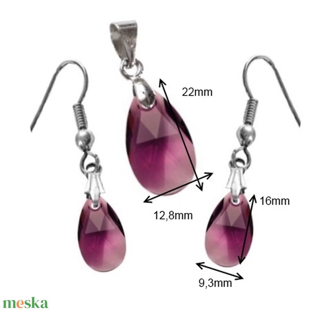 Swarovski kristály 16-22 mm-es csepp szett több színben - ékszer - ékszerszett - Meska.hu