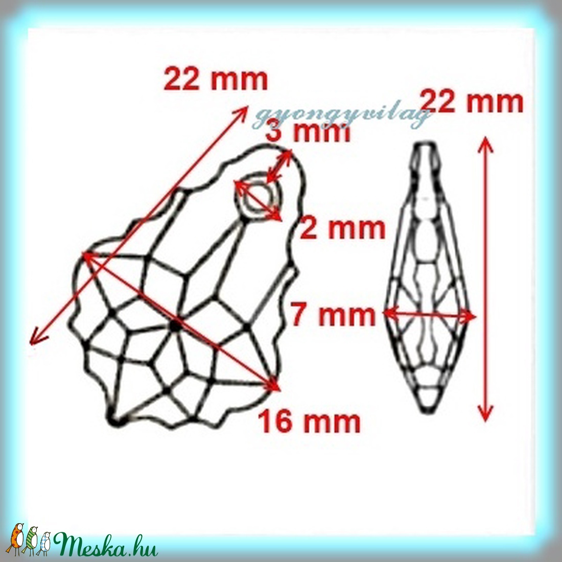 Ékszerkellék: Swarovski kristály barokk medál 22mm-es  több színben  SW6090-22 - kellékek & szerszámok - gyöngyfűzés kellékek - swarovski kristályok - Meska.hu