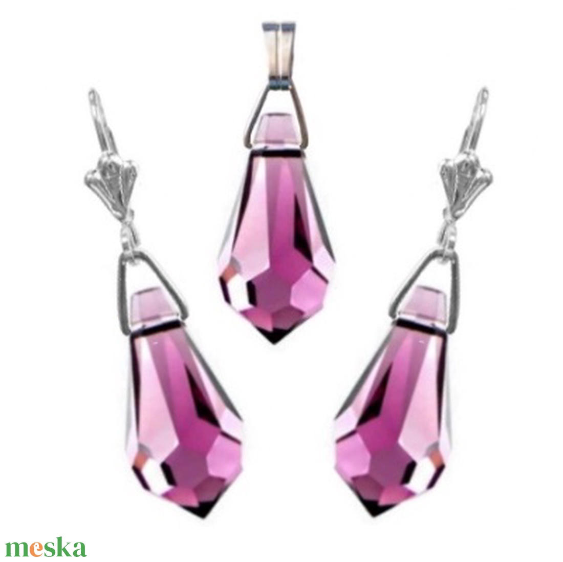 Ékszerek-szettek: Swarovski csepp fülbevaló-medál, ezüstözött kapoccsal SSZEB-SW6000-SZ11-11 - ékszer - ékszerszett - Meska.hu Ékszerek-szettek: Swarovski csepp fülbevaló-medál, ezüstözött kapoccsal SSZEB-SW6000-SZ11-11 - ékszer - ékszerszett - Meska.hu