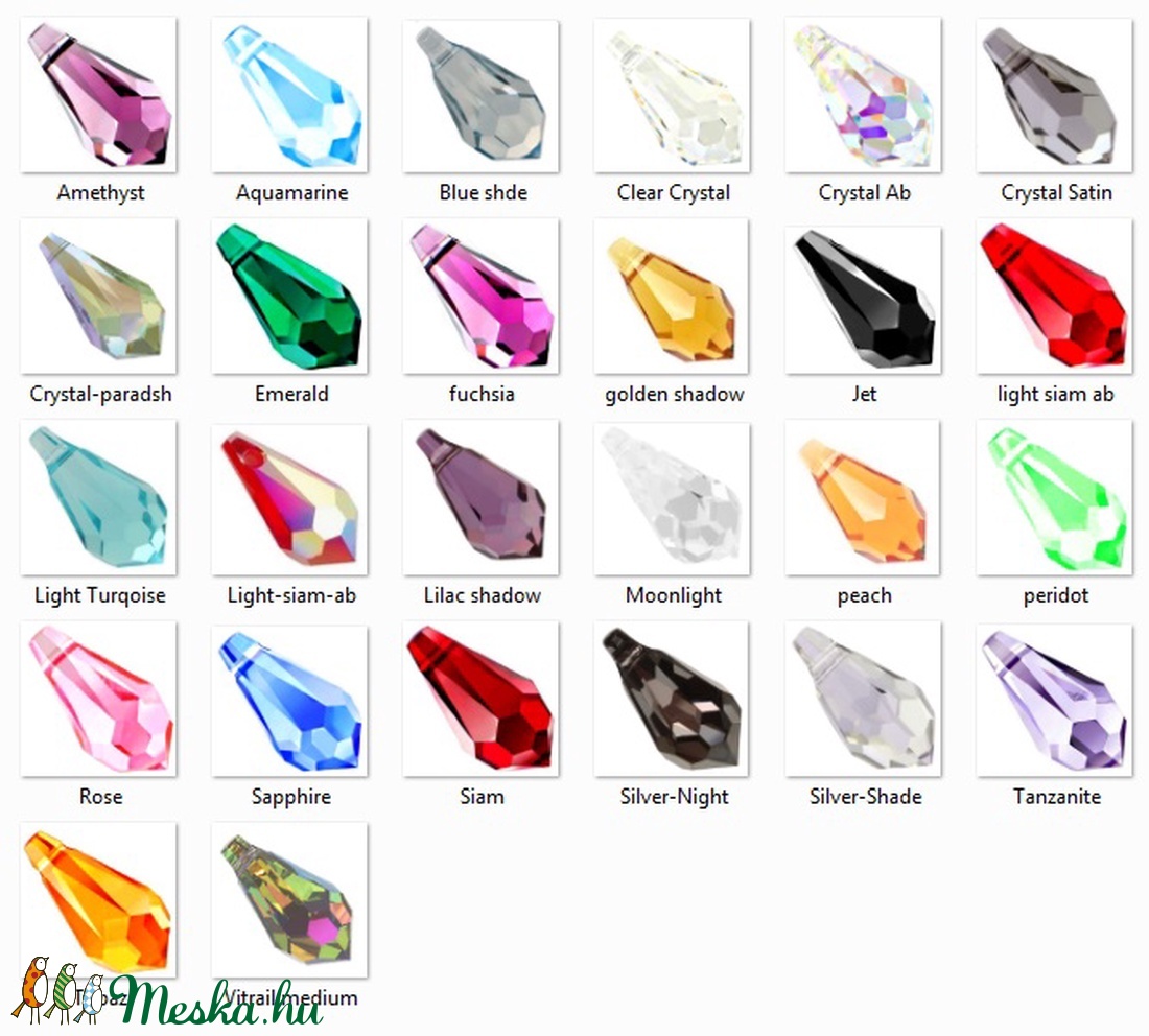 Swarovski kristály 13-13 mm-es csepp szett több színben - ékszer - ékszerszett - Meska.hu Swarovski kristály 13-13 mm-es csepp szett több színben - ékszer - ékszerszett - Meska.hu
