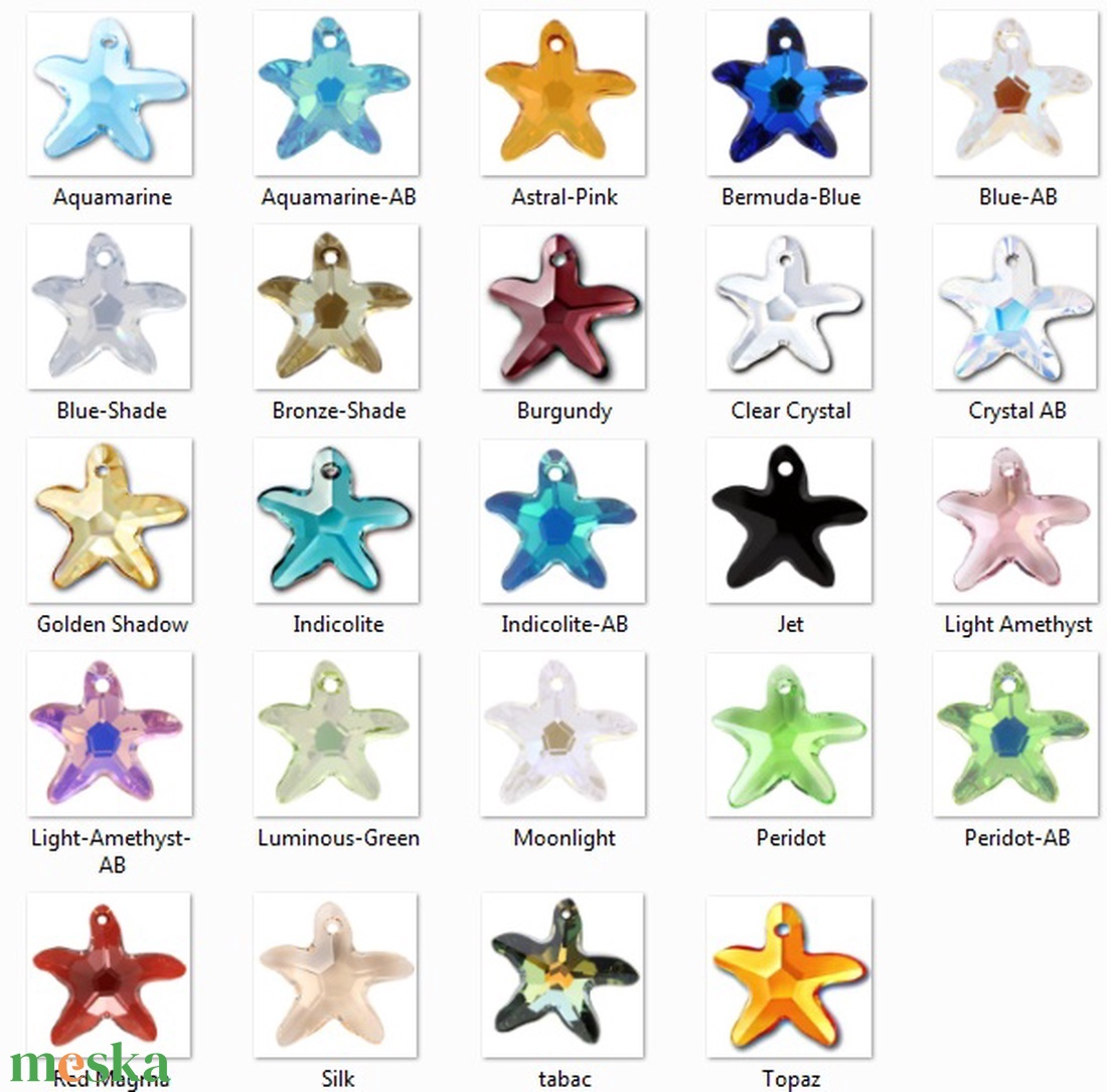 Swarovski kristály medál -20mm-es tengeri csillag több színben - ékszer - nyaklánc - medál - Meska.hu