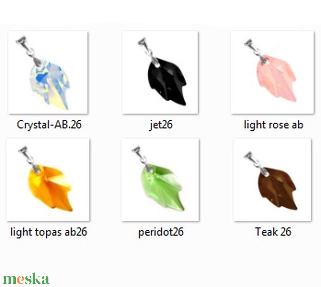 Swarovski kristály medál -26mm-es levél több színben - ékszer - nyaklánc - medál - Meska.hu Swarovski kristály medál -26mm-es levél több színben - ékszer - nyaklánc - medál - Meska.hu