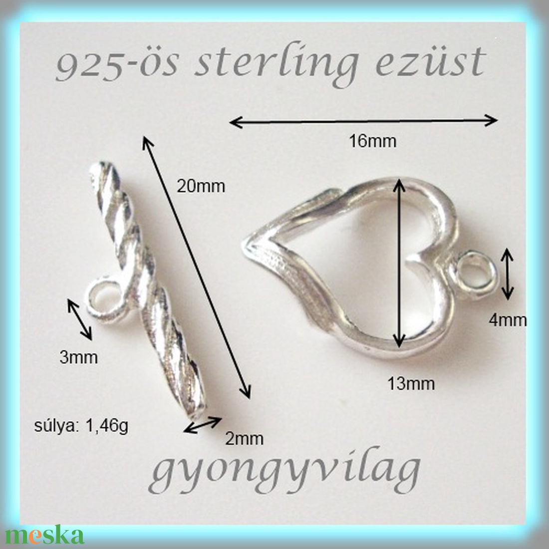 925-ös ezüst T lánckapocs ELK T 13 - gyöngy, ékszerkellék - egyéb alkatrész - Meska.hu 925-ös ezüst T lánckapocs ELK T 13 - gyöngy, ékszerkellék - egyéb alkatrész - Meska.hu