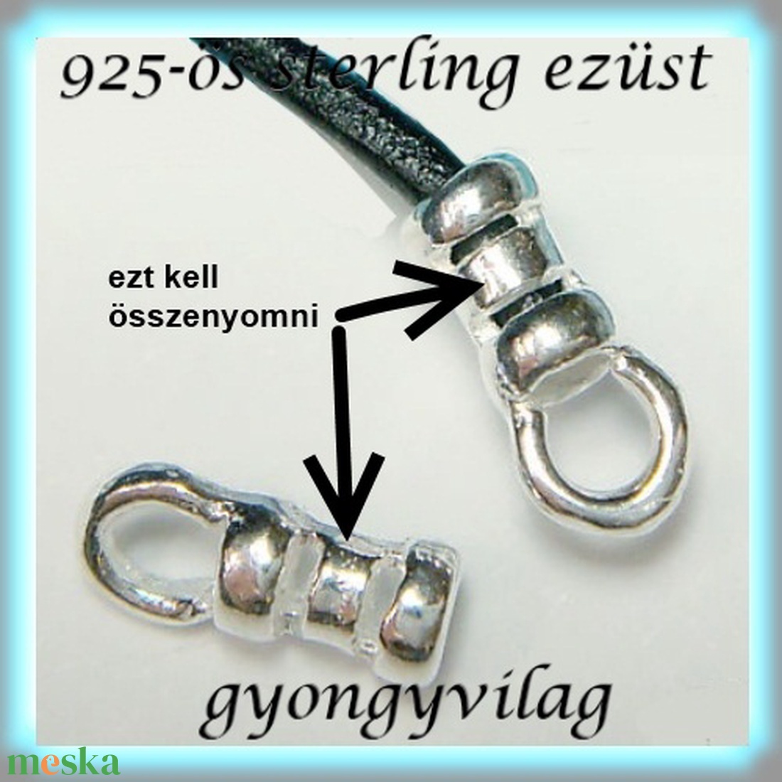 925-ös ezüst lánckapocsvég 1mm-es 2db/cs ELK V 04-1 - gyöngy, ékszerkellék - egyéb alkatrész - Meska.hu 925-ös ezüst lánckapocsvég 1mm-es 2db/cs ELK V 04-1 - gyöngy, ékszerkellék - egyéb alkatrész - Meska.hu