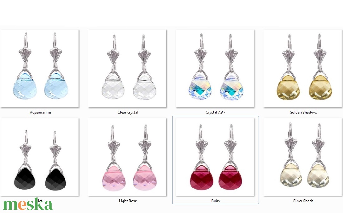Swarovski kristály fülbevaló -11mm-es briolett szív több színben  - ékszer - fülbevaló - lógó csepp fülbevaló - Meska.hu