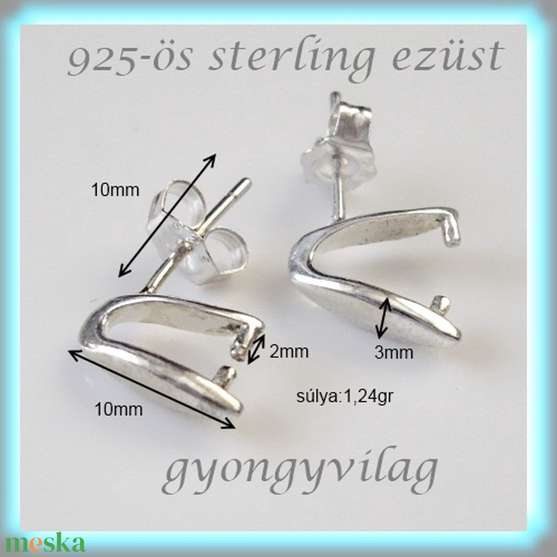 925-ös sterling ezüst ékszerkellék: fülbevaló kapocs, bedugós EFK B 18 - kellékek & szerszámok - ékszerkellék - fülbevaló kapocs - Meska.hu 925-ös sterling ezüst ékszerkellék: fülbevaló kapocs, bedugós EFK B 18 - kellékek & szerszámok - ékszerkellék - fülbevaló kapocs - Meska.hu