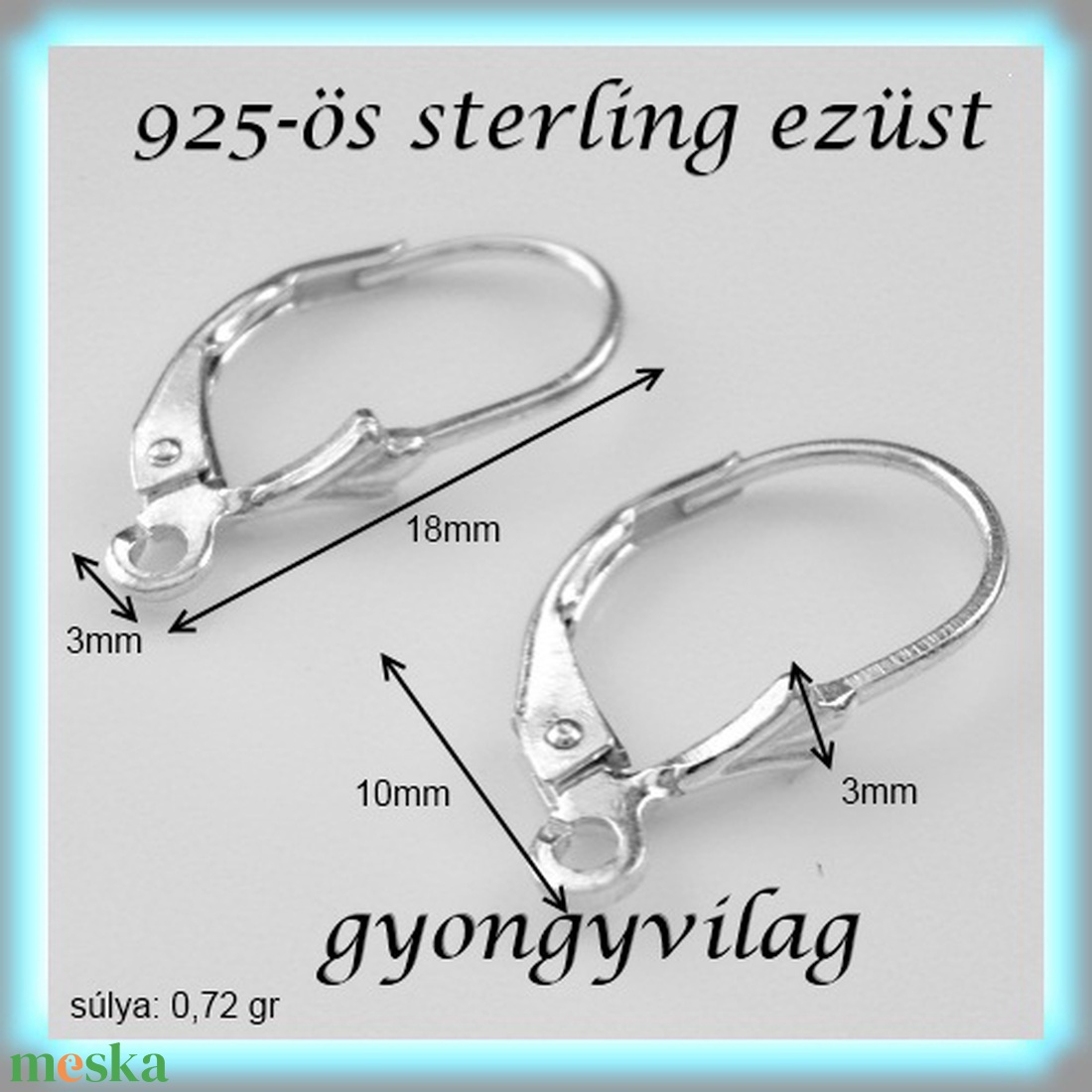 925-ös sterling ezüst ékszerkellék: fülbevaló kapocs, biztonsági-francia kapcsos EFK K 09 - kellékek & szerszámok - gyöngyfűzés kellékek - egyéb alkatrész - Meska.hu