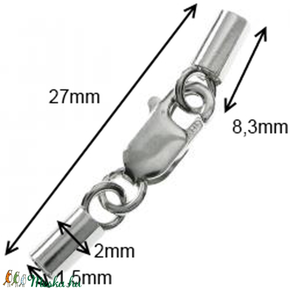 925-ös ezüst láncvég + kapocs 1,5mm-es ELK K+V 07-1,5 - gyöngy, ékszerkellék - egyéb alkatrész - Meska.hu 925-ös ezüst láncvég + kapocs 1,5mm-es ELK K+V 07-1,5 - gyöngy, ékszerkellék - egyéb alkatrész - Meska.hu