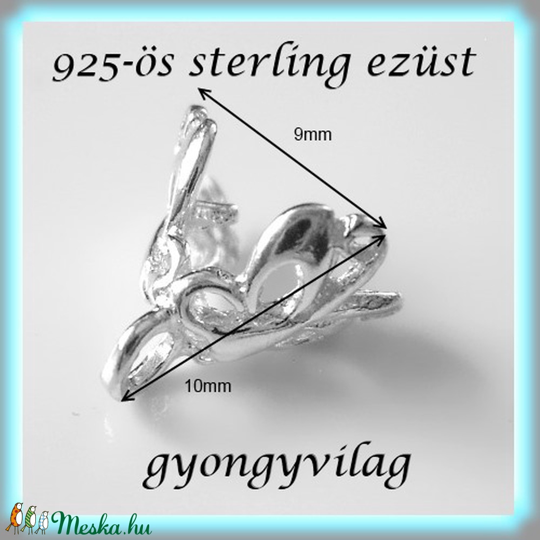925-ös ezüst medálkapocs EMK 14 - kellékek & szerszámok - gyöngyfűzés kellékek - egyéb alkatrész - Meska.hu