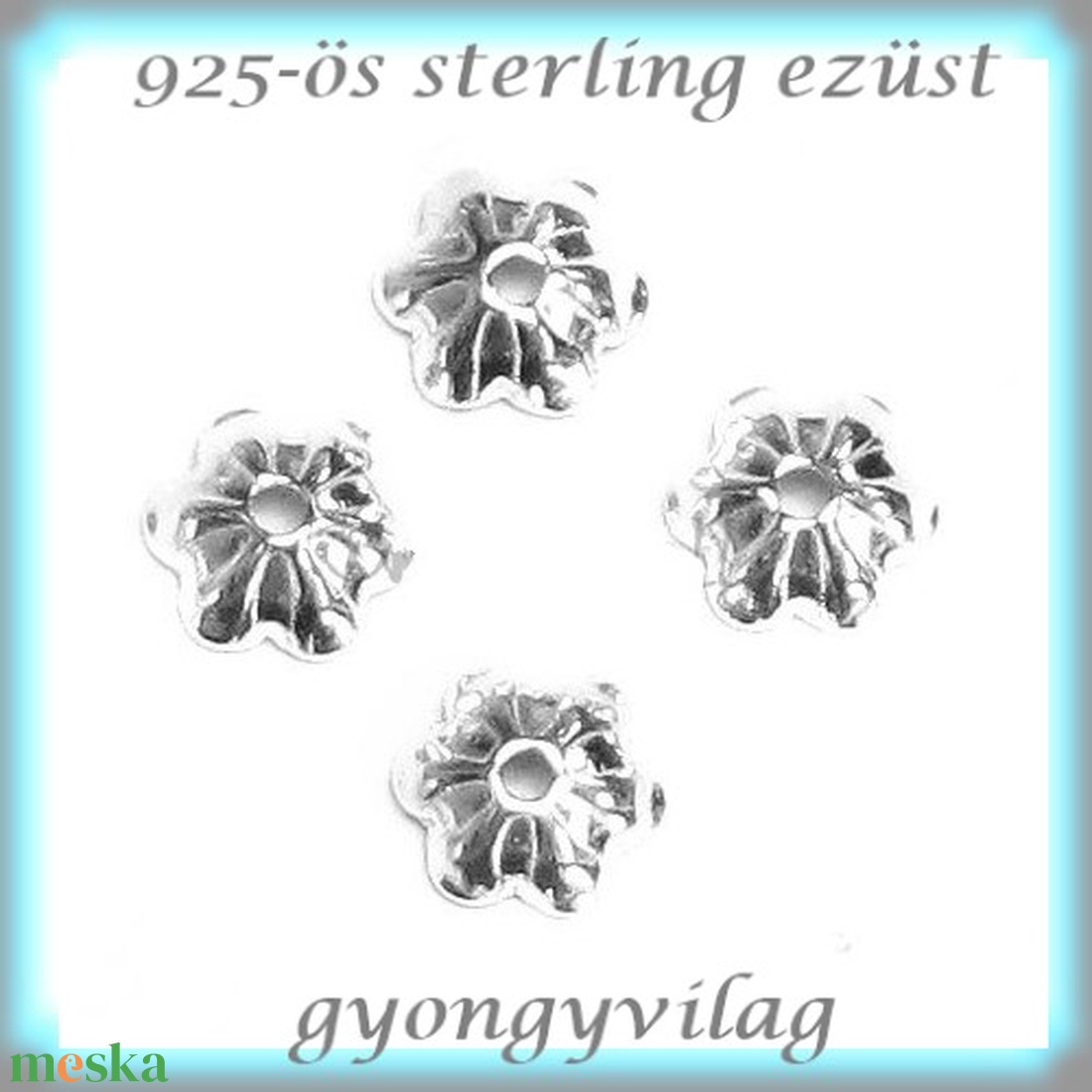 925-ös sterling ezüst ékszerkellék: gyöngykupak EGYK 18 4db/csomag - gyöngy, ékszerkellék - egyéb alkatrész - Meska.hu