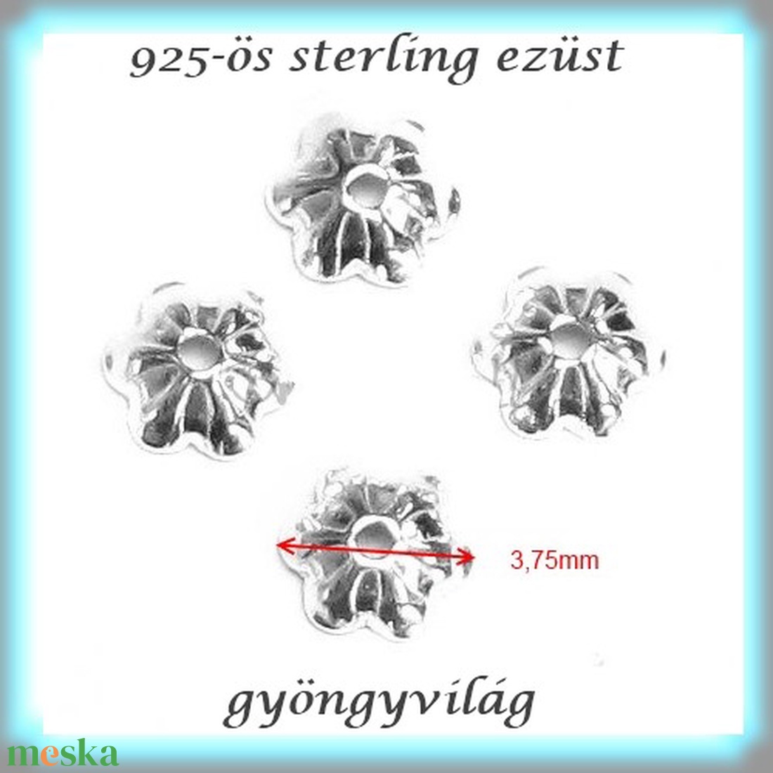 925-ös sterling ezüst ékszerkellék: gyöngykupak EGYK 18 4db/csomag - gyöngy, ékszerkellék - egyéb alkatrész - Meska.hu 925-ös sterling ezüst ékszerkellék: gyöngykupak EGYK 18 4db/csomag - gyöngy, ékszerkellék - egyéb alkatrész - Meska.hu