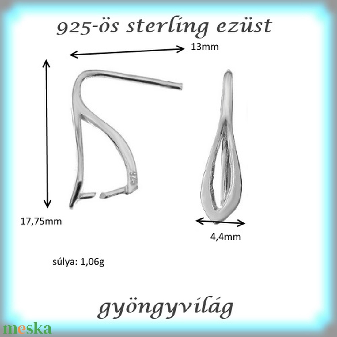925-ös sterling ezüst ékszerkellék: fülbevaló kapocs, bedugós EFK B 30 - gyöngy, ékszerkellék - egyéb alkatrész - Meska.hu 925-ös sterling ezüst ékszerkellék: fülbevaló kapocs, bedugós EFK B 30 - gyöngy, ékszerkellék - egyéb alkatrész - Meska.hu