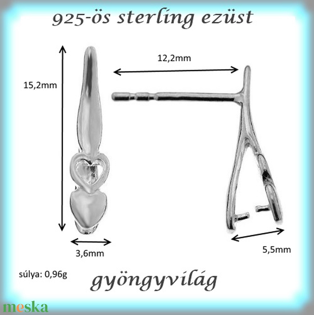 925-ös sterling ezüst ékszerkellék: fülbevaló kapocs, bedugós EFK B 31 - gyöngy, ékszerkellék - egyéb alkatrész - Meska.hu 925-ös sterling ezüst ékszerkellék: fülbevaló kapocs, bedugós EFK B 31 - gyöngy, ékszerkellék - egyéb alkatrész - Meska.hu
