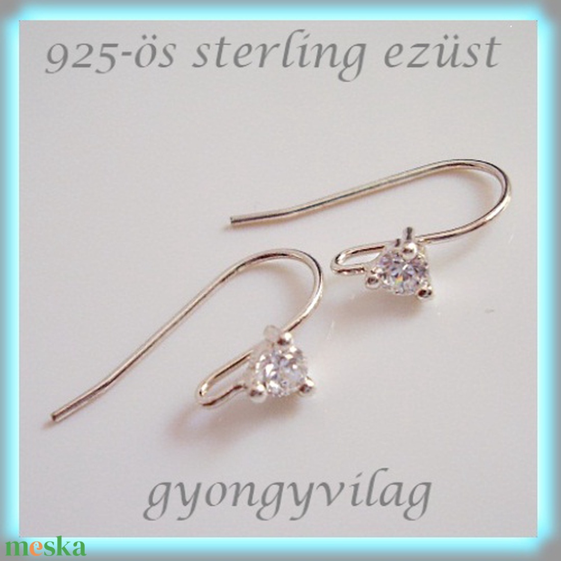 925-ös sterling ezüst ékszerkellék: fülbevaló kapocs, akasztós EFK A 25 clear - gyöngy, ékszerkellék - egyéb alkatrész - Meska.hu 925-ös sterling ezüst ékszerkellék: fülbevaló kapocs, akasztós EFK A 25 clear - gyöngy, ékszerkellék - egyéb alkatrész - Meska.hu
