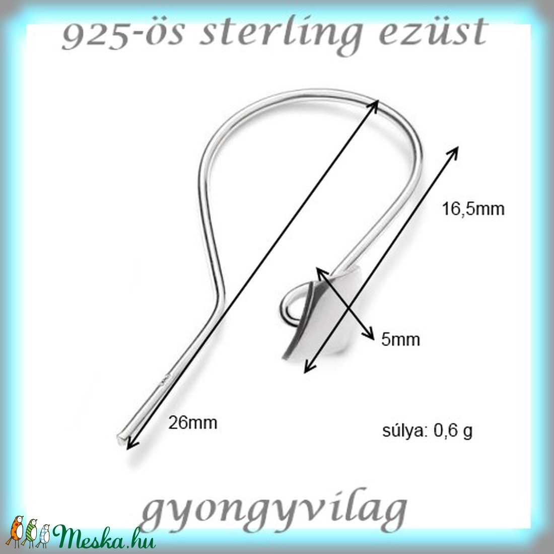 925-ös finomságú sterling ezüst fülbevaló kapocs EFK A 49 - gyöngy, ékszerkellék - egyéb alkatrész - Meska.hu 925-ös finomságú sterling ezüst fülbevaló kapocs EFK A 49 - gyöngy, ékszerkellék - egyéb alkatrész - Meska.hu