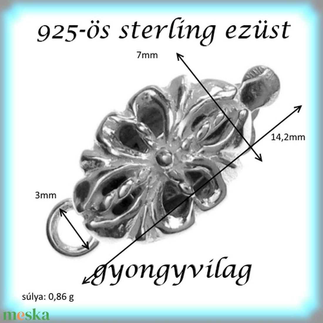 925-ös ezüst 1soros lánckapocs ELK 1S 33 - gyöngy, ékszerkellék - egyéb alkatrész - Meska.hu