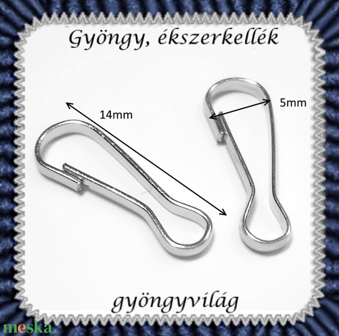 Ékszerkellék: lánckapocs BLK-1S-02  karabiner 10 db - gyöngy, ékszerkellék - egyéb alkatrész - Meska.hu