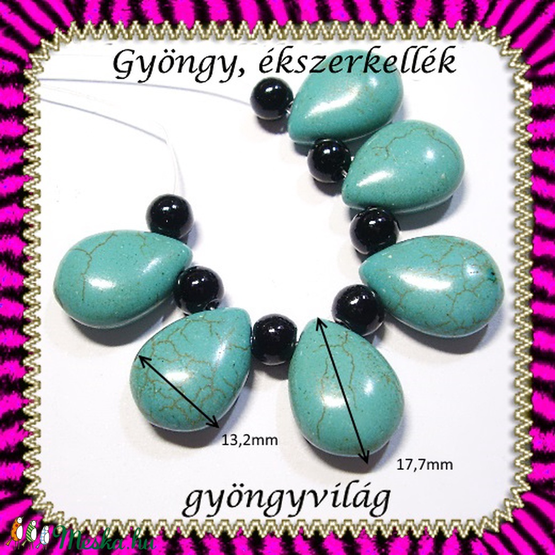 kék turkiz 6 részes szett GYÁ-SZ12 - gyöngy, ékszerkellék - fém köztesek - Meska.hu kék turkiz 6 részes szett GYÁ-SZ12 - gyöngy, ékszerkellék - fém köztesek - Meska.hu