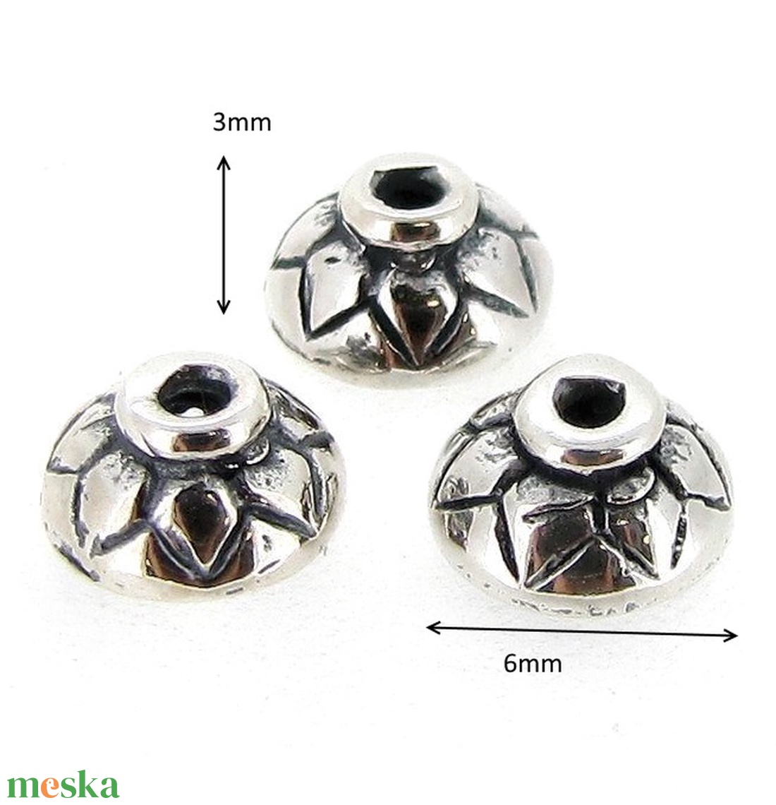 925-ös sterling ezüst ékszerkellék: gyöngykupak EGYK 32b - kellékek & szerszámok - gyöngyfűzés kellékek - gyöngykupak - Meska.hu