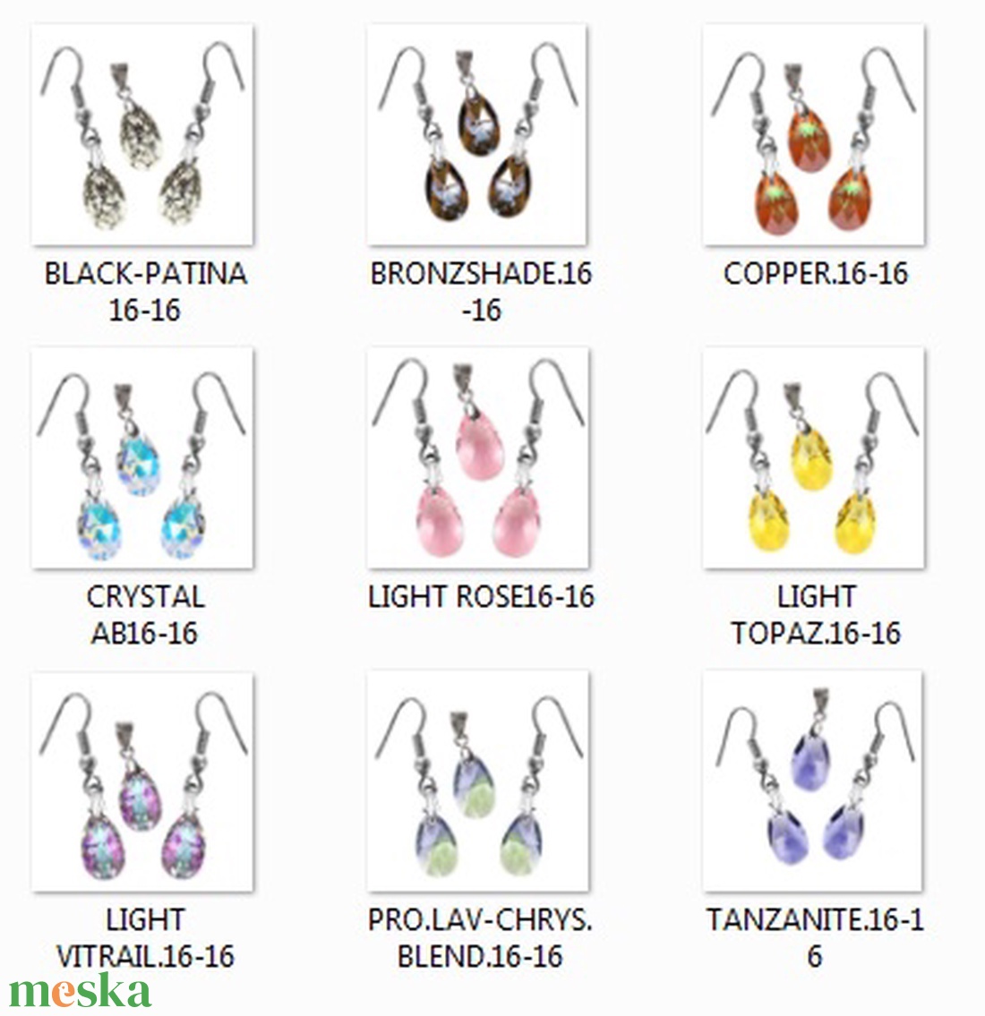 Swarovski kristály 16-16 mm-es csepp szett több színben - ékszer - ékszerszett - Meska.hu Swarovski kristály 16-16 mm-es csepp szett több színben - ékszer - ékszerszett - Meska.hu