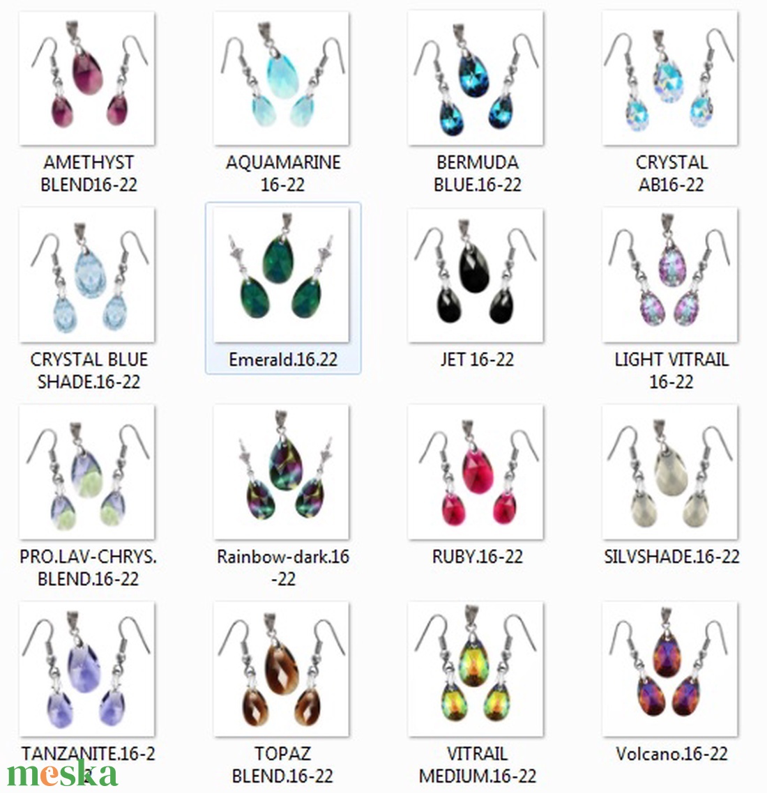 Swarovski kristály 16-22 mm-es csepp szett több színben - ékszer - ékszerszett - Meska.hu