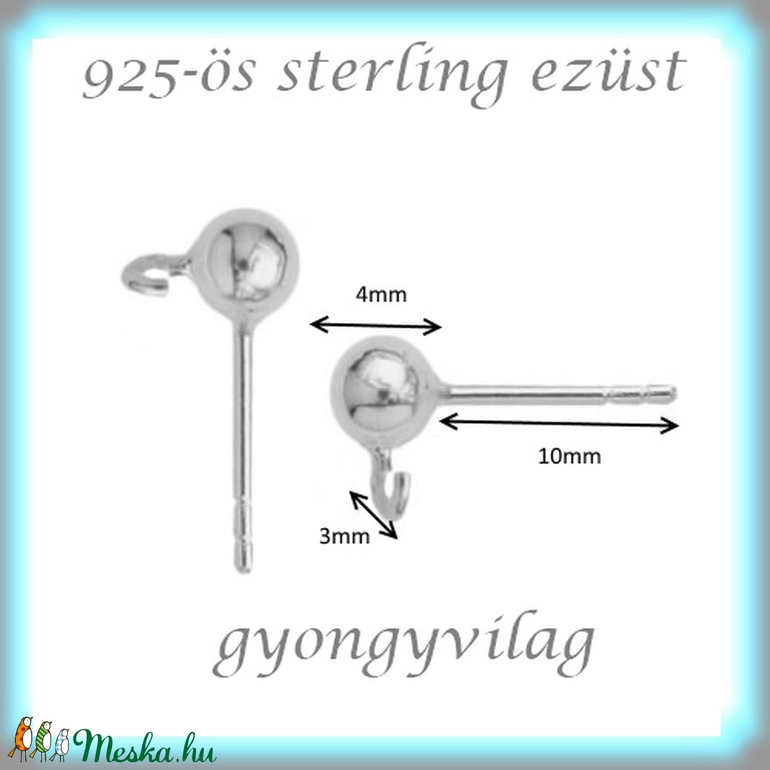 925-ös ezüst fülbevaló kapocs EFK B 01-2-4 - gyöngy, ékszerkellék - egyéb alkatrész - Meska.hu 925-ös ezüst fülbevaló kapocs EFK B 01-2-4 - gyöngy, ékszerkellék - egyéb alkatrész - Meska.hu