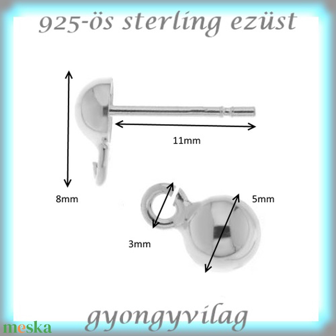925-ös ezüst fülbevaló kapocs EFK B 33 - gyöngy, ékszerkellék - egyéb alkatrész - Meska.hu 925-ös ezüst fülbevaló kapocs EFK B 33 - gyöngy, ékszerkellék - egyéb alkatrész - Meska.hu