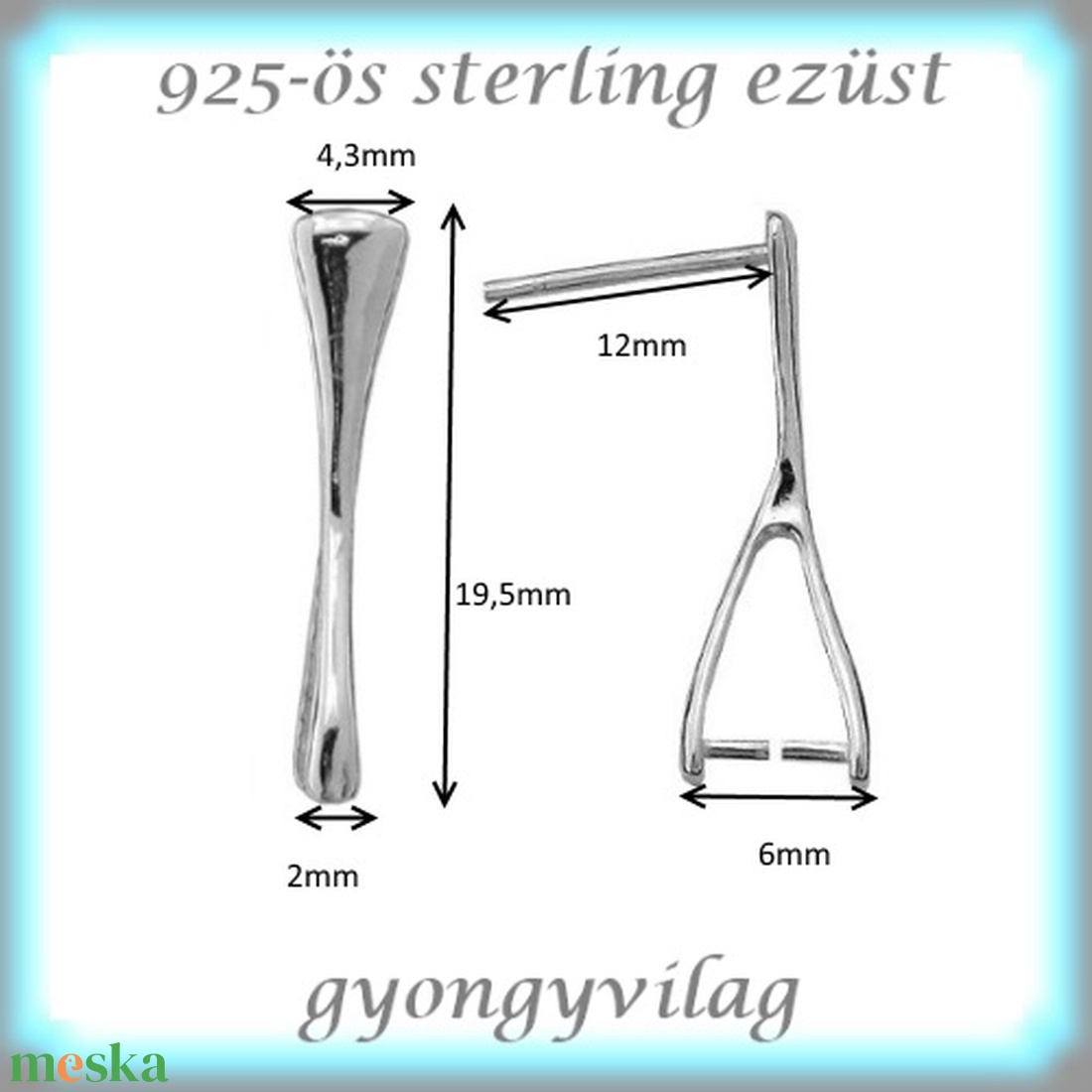 925-ös sterling ezüst ékszerkellék: fülbevaló kapocs, bedugós EFK B 36 - gyöngy, ékszerkellék - egyéb alkatrész - Meska.hu