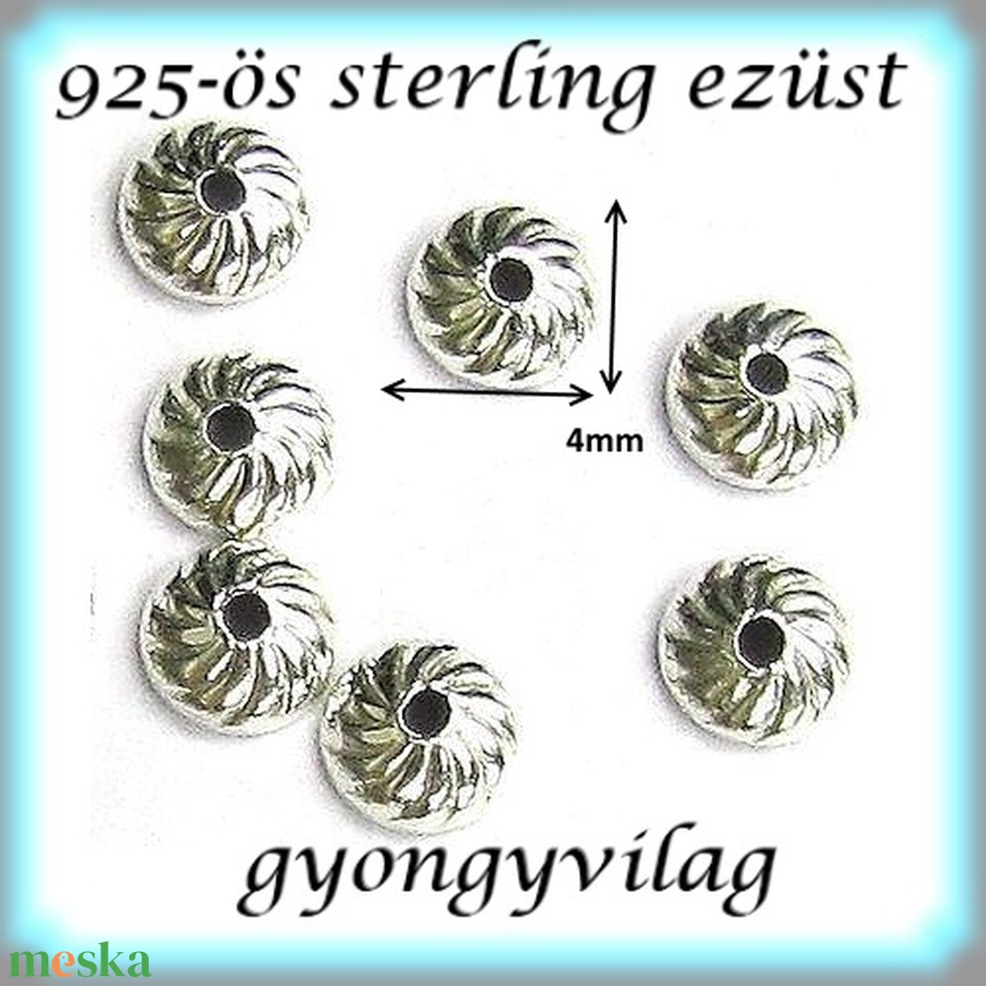 925-ös sterling ezüst ékszerkellék: gyöngykupak EGYK 33-4  2db/cs - gyöngy, ékszerkellék - fém köztesek - Meska.hu