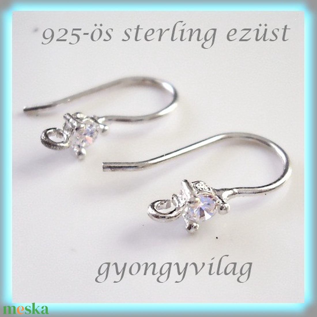 925-ös finomságú sterling ezüst fülbevaló kapocs EFK A 02 clear - gyöngy, ékszerkellék - egyéb alkatrész - Meska.hu 925-ös finomságú sterling ezüst fülbevaló kapocs EFK A 02 clear - gyöngy, ékszerkellék - egyéb alkatrész - Meska.hu