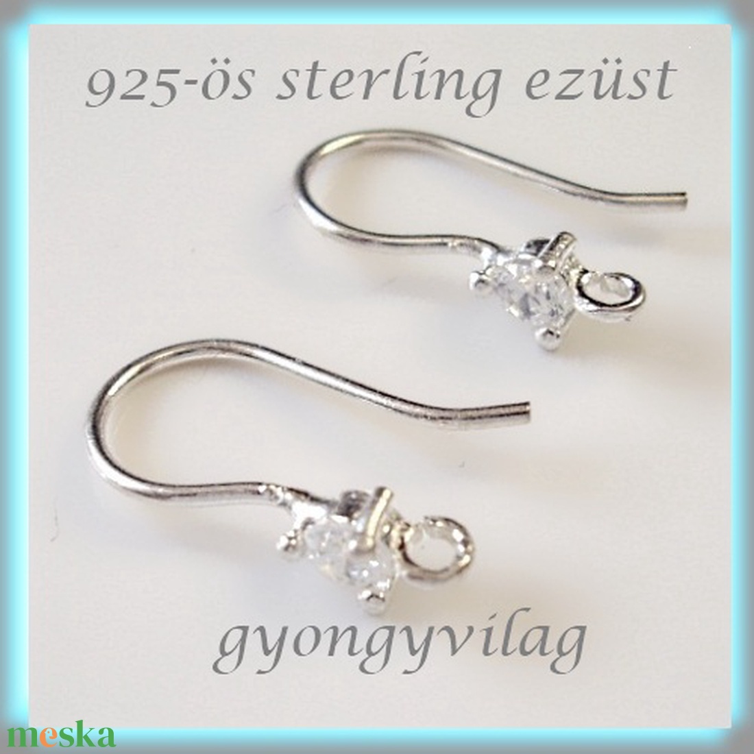 925-ös finomságú sterling ezüst fülbevaló kapocs EFK A 02 clear - gyöngy, ékszerkellék - egyéb alkatrész - Meska.hu 925-ös finomságú sterling ezüst fülbevaló kapocs EFK A 02 clear - gyöngy, ékszerkellék - egyéb alkatrész - Meska.hu
