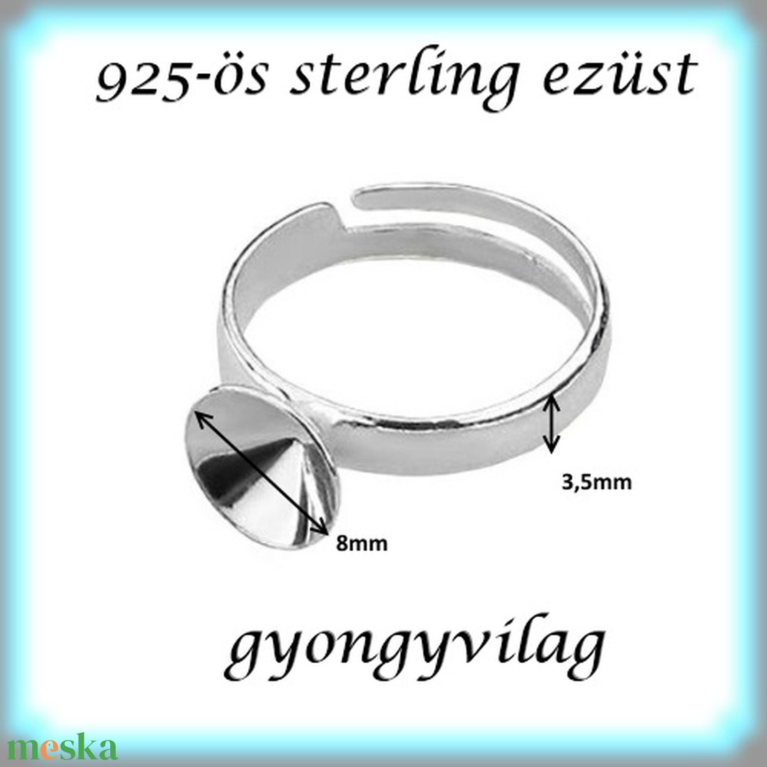 925-ös sterling ezüst gyűrű alap EGY 05-8 állítható méret - kellékek & szerszámok - ékszerkellék - gyűrűalap - Meska.hu 925-ös sterling ezüst gyűrű alap EGY 05-8 állítható méret - kellékek & szerszámok - ékszerkellék - gyűrűalap - Meska.hu
