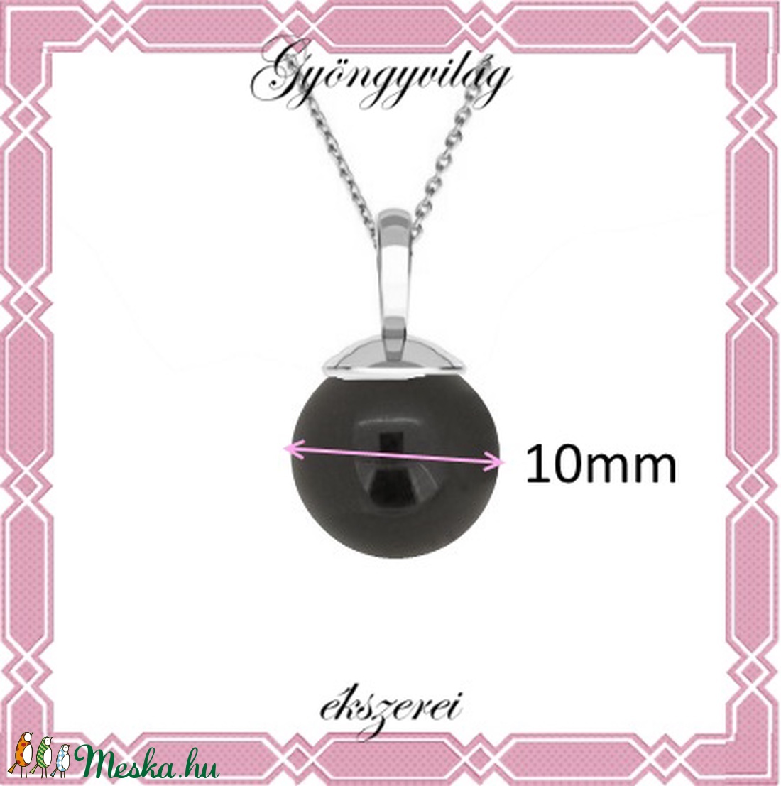 925-ös sterling ezüst medál Swarovski félig fúrt gömb 10mm több színben SME-SW01 - ékszer - nyaklánc - medálos nyaklánc - Meska.hu