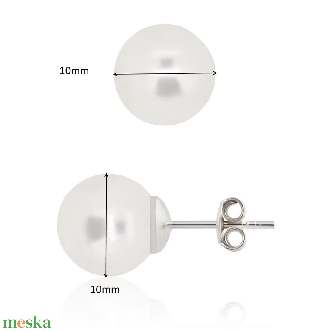 925-ös sterling ezüst fülbevaló Swarovski félig fúrt gömb 10mm több színben SFE-SW03 - ékszer - fülbevaló - pötty fülbevaló - Meska.hu