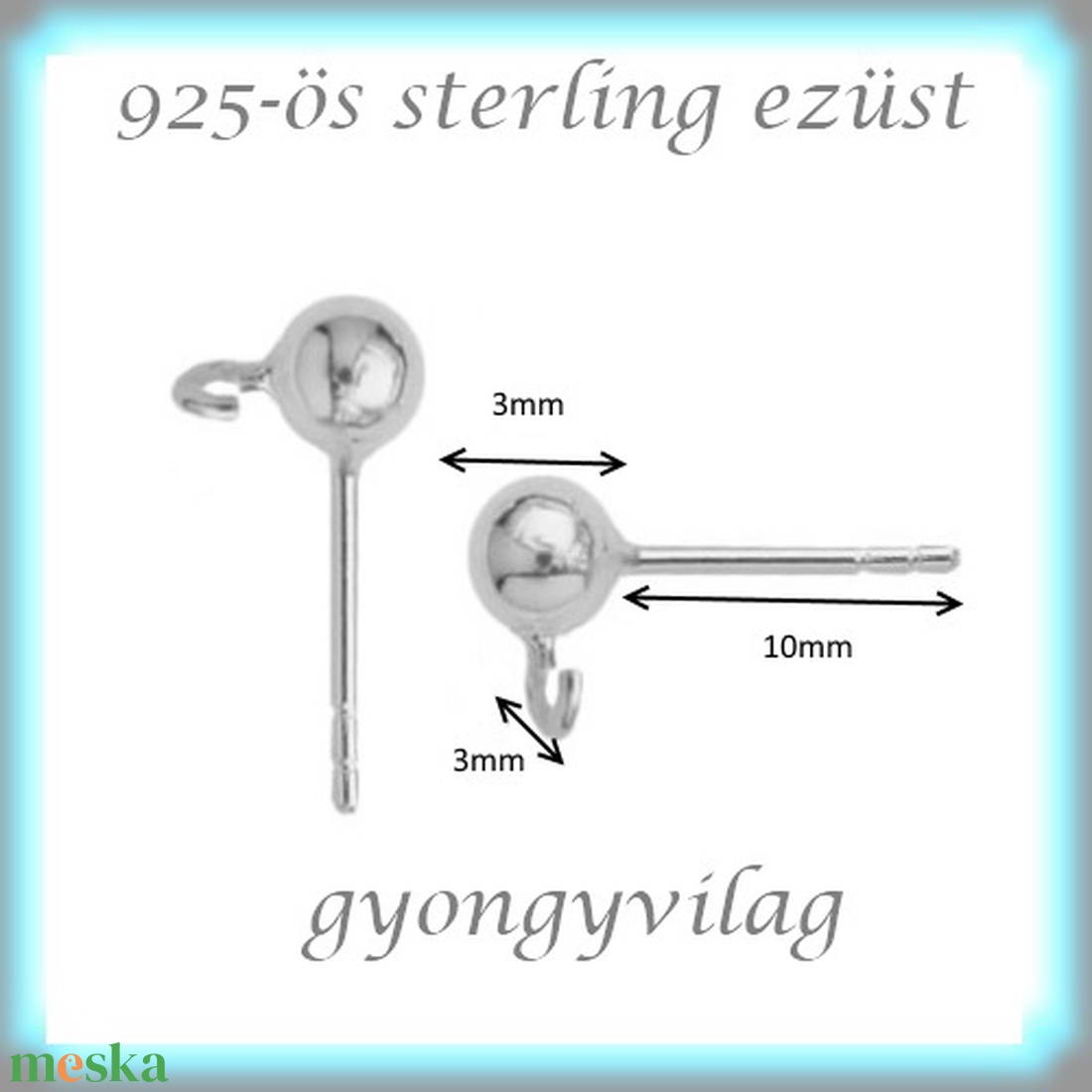 925-ös ezüst fülbevaló kapocs EFK B 01-3 - gyöngy, ékszerkellék - egyéb alkatrész - Meska.hu 925-ös ezüst fülbevaló kapocs EFK B 01-3 - gyöngy, ékszerkellék - egyéb alkatrész - Meska.hu