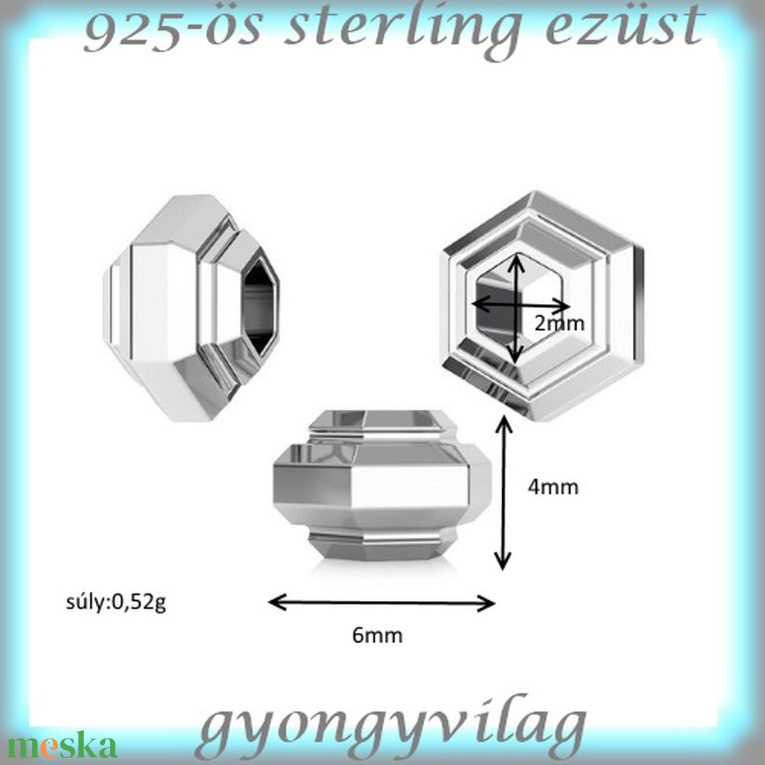 925-ös ezüst köztes / gyöngy / dísz EKÖ 84 - gyöngy, ékszerkellék - fém köztesek - Meska.hu 925-ös ezüst köztes / gyöngy / dísz EKÖ 84 - gyöngy, ékszerkellék - fém köztesek - Meska.hu