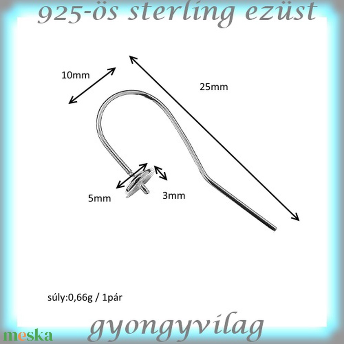 925-ös sterling ezüst ékszerkellék: fülbevaló kapocs, akasztós EFK A 69 - kellékek & szerszámok - ékszerkellék - fülbevaló kapocs - Meska.hu