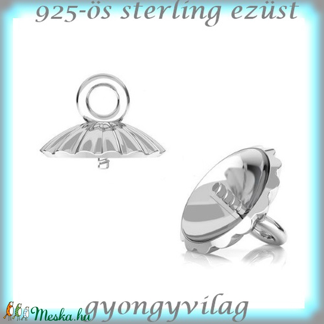  925-ös ezüst medálkapocs EMK 67 e - kellékek & szerszámok - gyöngyfűzés kellékek - egyéb alkatrész - Meska.hu