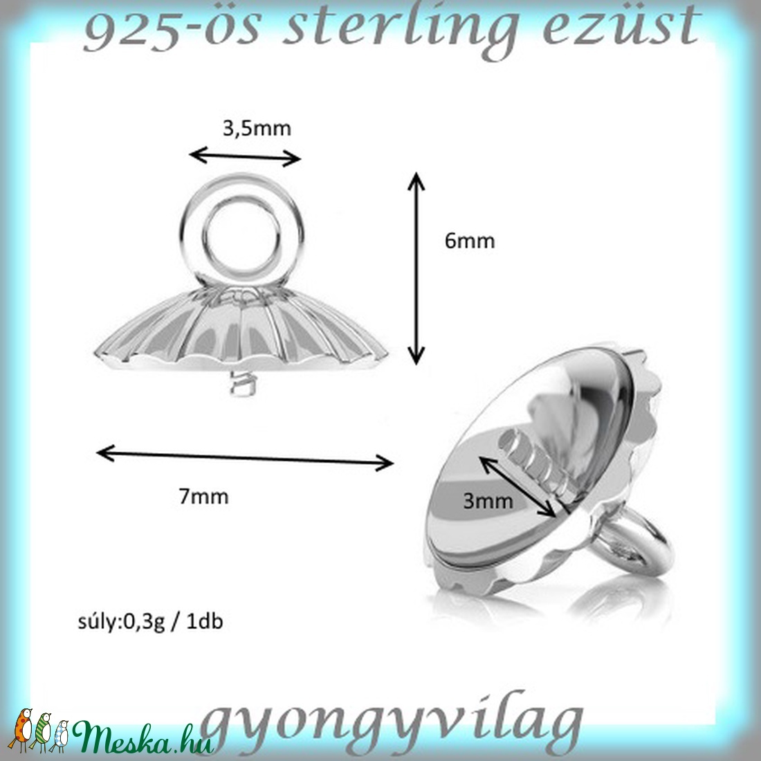  925-ös ezüst medálkapocs EMK 67 e - kellékek & szerszámok - gyöngyfűzés kellékek - egyéb alkatrész - Meska.hu