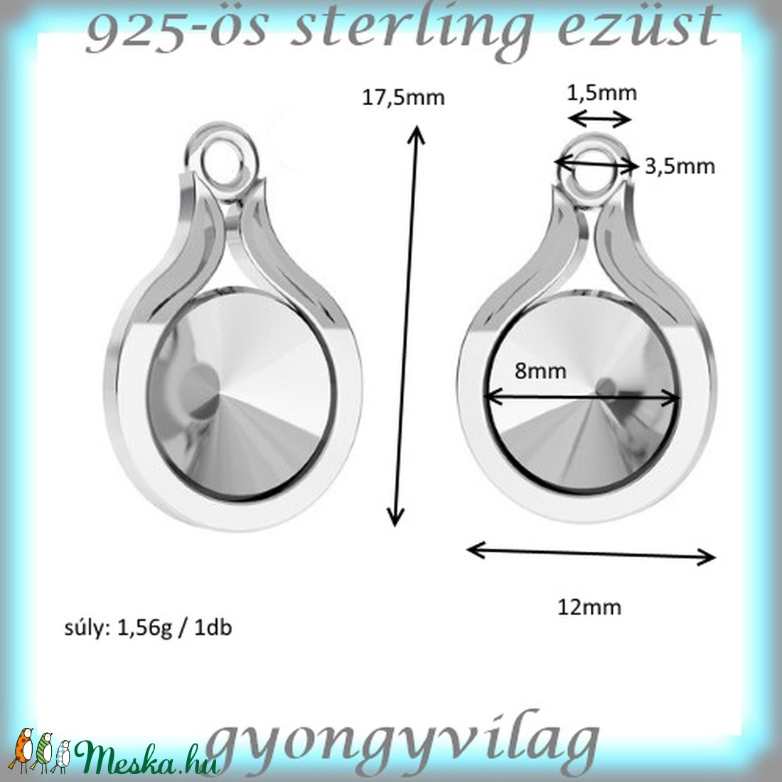 925-ös finomságú sterling ezüst kandeláber/ továbbépíthető köztes /tartó elem 8mm-es rivolihoz EKA 59 - gyöngy, ékszerkellék - egyéb alkatrész - Meska.hu 925-ös finomságú sterling ezüst kandeláber/ továbbépíthető köztes /tartó elem 8mm-es rivolihoz EKA 59 - gyöngy, ékszerkellék - egyéb alkatrész - Meska.hu
