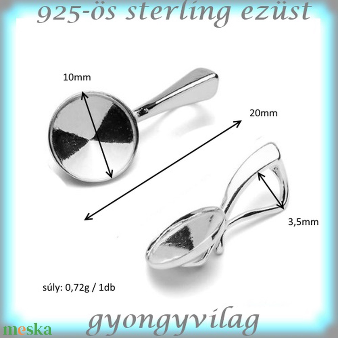 925-ös ezüst medálkapocs EMK 55-10 - kellékek & szerszámok - ékszerkellék - medáltartó, medálkapocs - Meska.hu 925-ös ezüst medálkapocs EMK 55-10 - kellékek & szerszámok - ékszerkellék - medáltartó, medálkapocs - Meska.hu