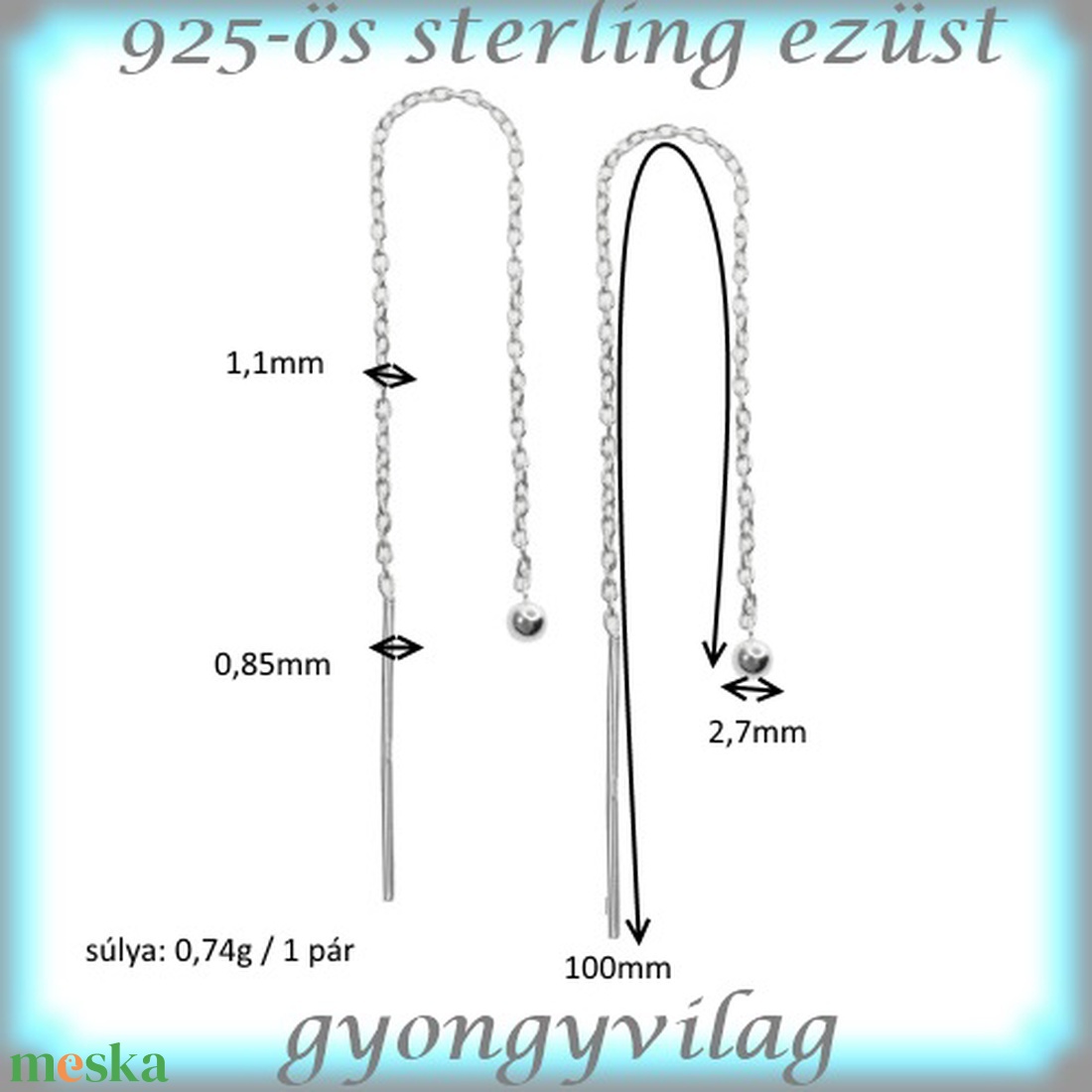 925-ös ezüst fülbevaló kapocs , füllánc EFK BFL 04-100e - gyöngy, ékszerkellék - egyéb alkatrész - Meska.hu 925-ös ezüst fülbevaló kapocs , füllánc EFK BFL 04-100e - gyöngy, ékszerkellék - egyéb alkatrész - Meska.hu