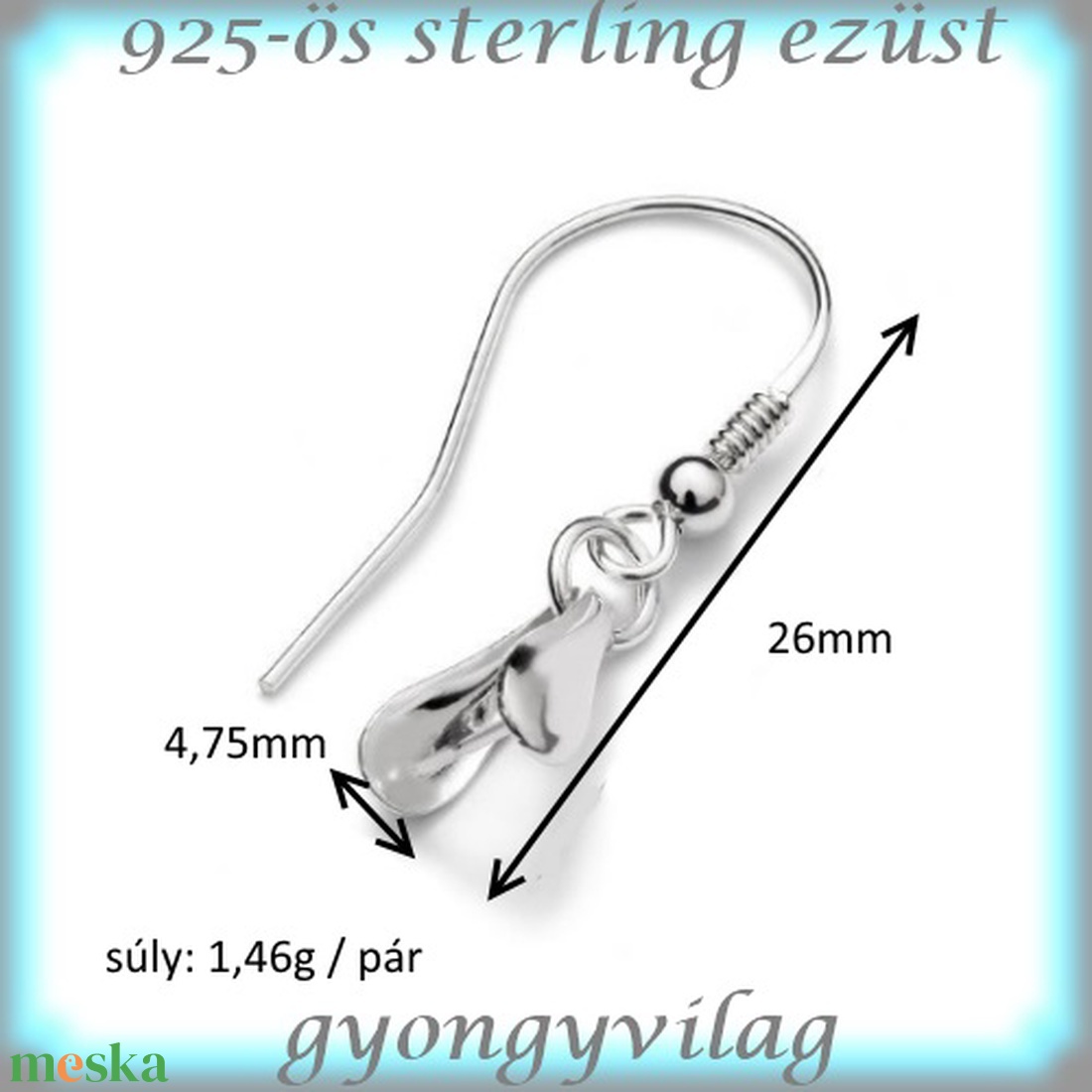 925-ös sterling ezüst ékszerkellék: fülbevaló kapocs, akasztós EFK A 71 - kellékek & szerszámok - ékszerkellék - fülbevaló kapocs - Meska.hu 925-ös sterling ezüst ékszerkellék: fülbevaló kapocs, akasztós EFK A 71 - kellékek & szerszámok - ékszerkellék - fülbevaló kapocs - Meska.hu