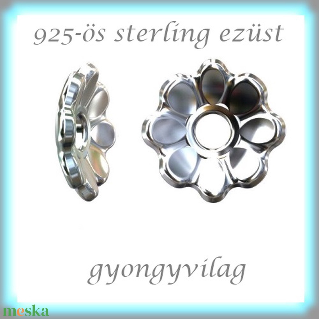 925-ös sterling ezüst ékszerkellék: gyöngykupak EGYK 35  2db/csomag - gyöngy, ékszerkellék - fém köztesek - Meska.hu