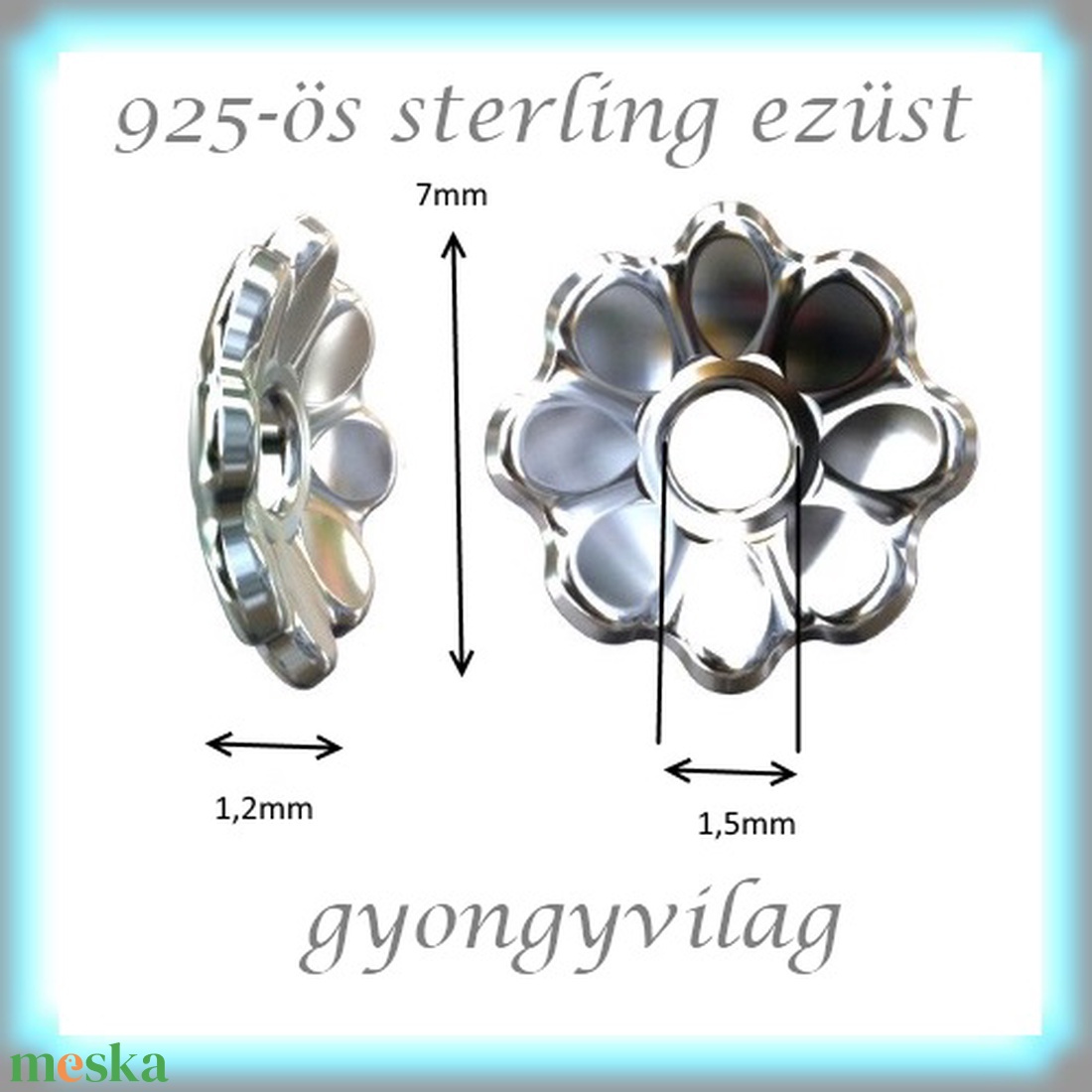 925-ös sterling ezüst ékszerkellék: gyöngykupak EGYK 35 2db/csomag - gyöngy, ékszerkellék - fém köztesek - Meska.hu 925-ös sterling ezüst ékszerkellék: gyöngykupak EGYK 35 2db/csomag - gyöngy, ékszerkellék - fém köztesek - Meska.hu