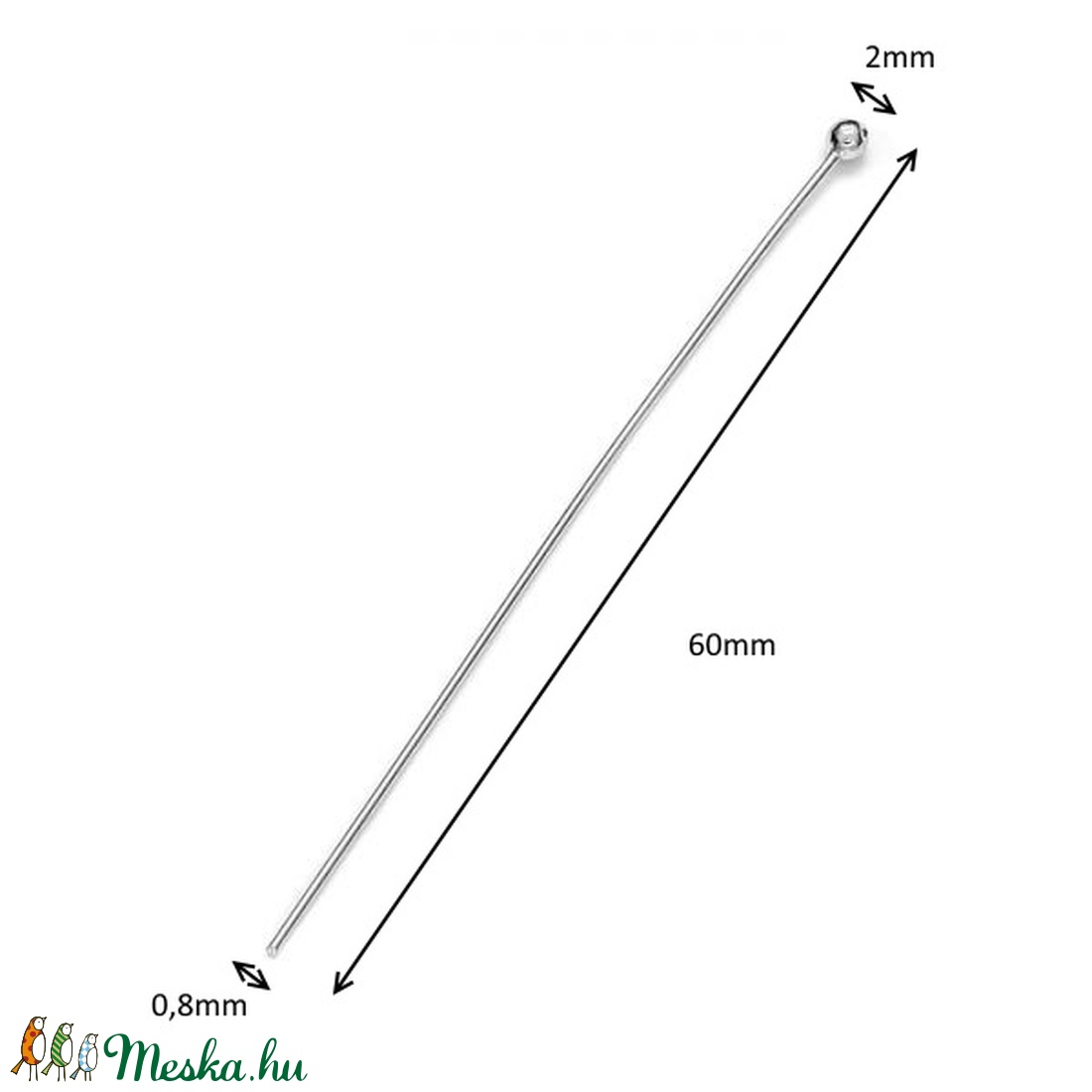 925-ös ezüst szerelőpálca gömb végű ESZP G 60x0,8 - gyöngy, ékszerkellék - egyéb alkatrész - Meska.hu 925-ös ezüst szerelőpálca gömb végű ESZP G 60x0,8 - gyöngy, ékszerkellék - egyéb alkatrész - Meska.hu