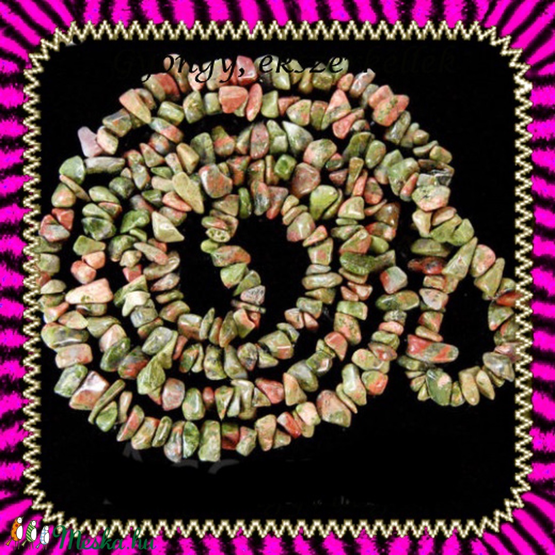 ásvány chips fűzér 6-10 mm-es unakite - gyöngy, ékszerkellék - egyéb alkatrész - Meska.hu ásvány chips fűzér 6-10 mm-es unakite - gyöngy, ékszerkellék - egyéb alkatrész - Meska.hu